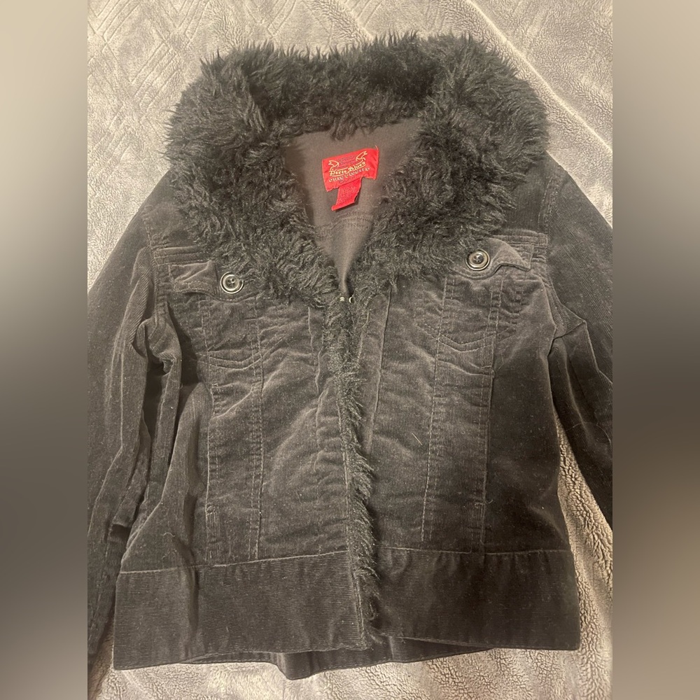 Black, Paris blues outerwear jacket is used